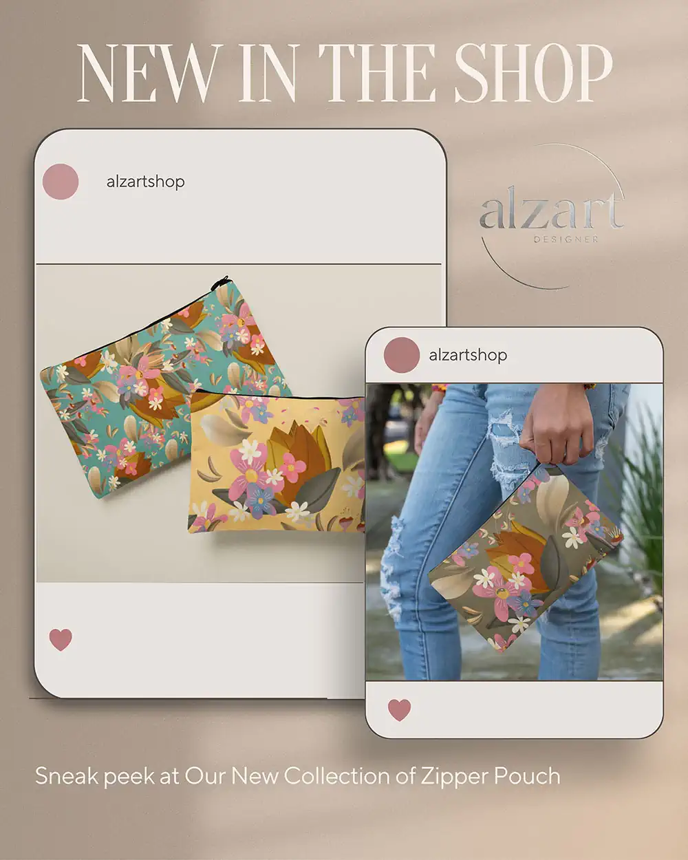 Zipper Pouch – Golden Fruit & Blossom (Redbubble)